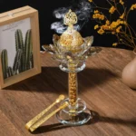 Tall Lotus Crystal Glass Incense Burner