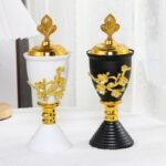 Luxury Metal Incense Burner with Golden Floral