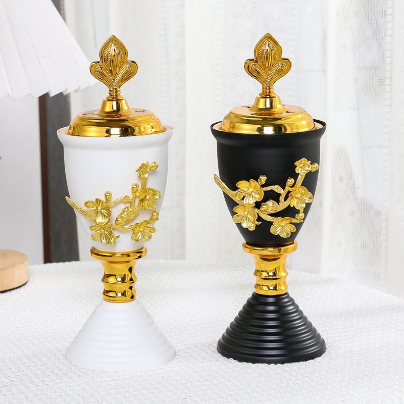 Luxury Metal Incense Burner with Golden Floral Luxury Metal Incense Burner with Golden Floral