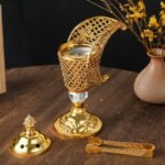 Curved Metal Incense Burner with Crystal Base