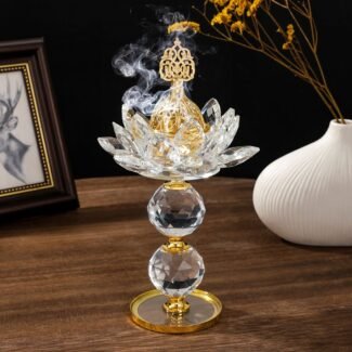 Tall Crystal Lotus Incense Burner