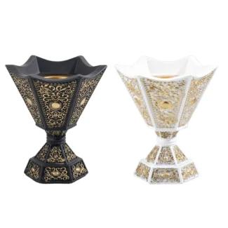 Hexagonal Black and Gold Resin Incense Burner